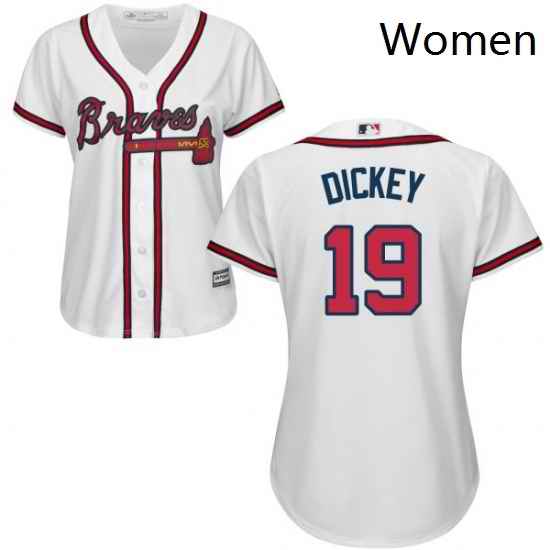 Womens Majestic Atlanta Braves 19 RA Dickey Replica White Home Cool Base MLB Jersey